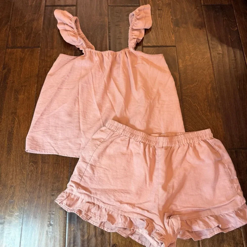 Show Me Your Mumu Wake Up Pajama Set Pink Mauve size Small Loungewear Relaxed